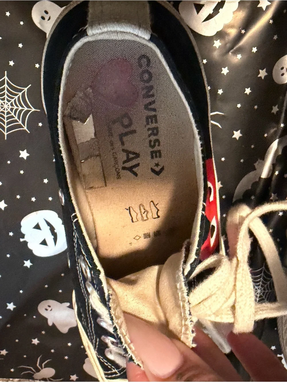 Converse Black Canvas Kids Low-Top Sneakers with Red Heart